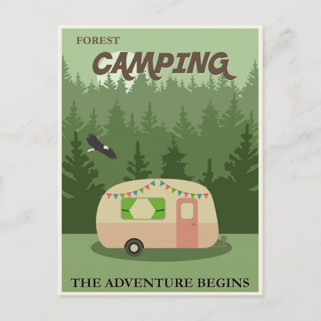 Carte postale Poster Vintage voyage Camping (Devant)