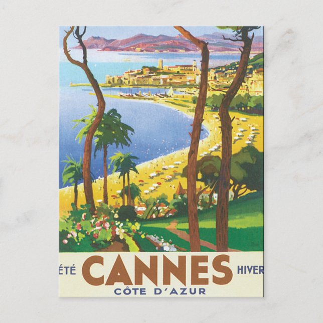 Carte Postale Poster Vintage voyage Cannes Côte d'Azur (Devant)