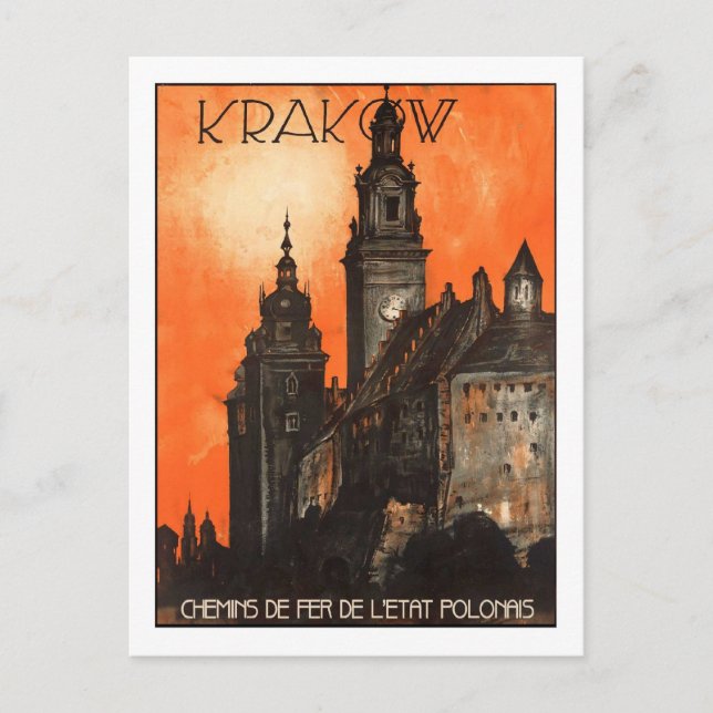 Carte Postale Poster Vintage voyage, Cracovie (Devant)