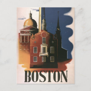 Carte Postale Poster Vintage voyage de Boston, Massachusetts