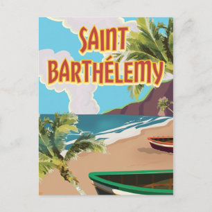 Carte Postale Poster Vintage voyage de l'île Saint-Barthélemy