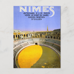 Carte Postale Poster Vintage voyage de Nîmes France restauré