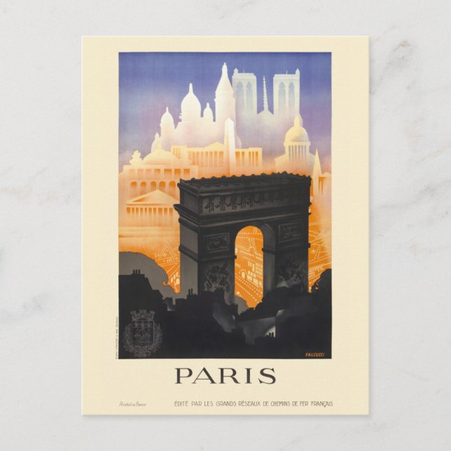 Carte Postale Poster Vintage voyage de Paris 1935 (Devant)