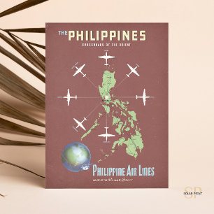 Carte Postale Poster Vintage voyage de Philippine Airlines Orien