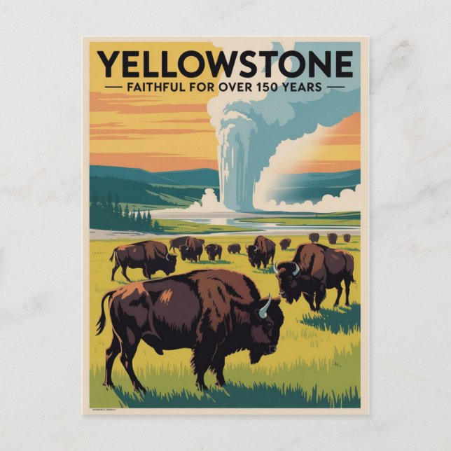 Carte Postale Poster Vintage voyage de Yellowstone (Devant)