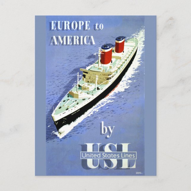 Carte Postale Poster Vintage voyage Europe to America (Devant)