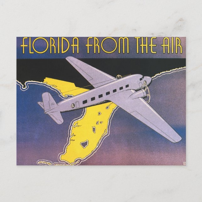 Carte Postale Poster Vintage voyage, Floride d'avion (Devant)