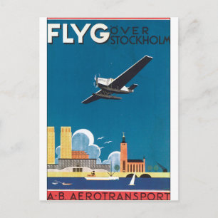 Carte Postale Poster Vintage voyage FlyG Over Stockholm