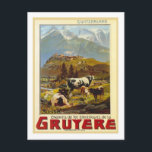 Carte Postale Poster Vintage voyage, Gruyere<br><div class="desc">Basé sur une affiche de voyage vintage.</div>