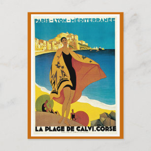 Carte Postale Poster Vintage voyage " La Plage de Calvi"