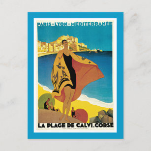 Carte Postale Poster Vintage voyage La Plage De Calvi