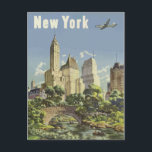 Carte Postale Poster Vintage voyage New York City Central Park<br><div class="desc">Une affiche de voyage vintage de l'horizon new-yorkais de Central Park.</div>