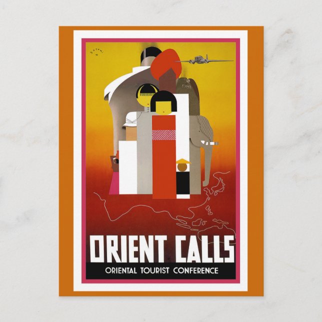 Carte Postale Poster Vintage voyage "Orientation vers" (Devant)