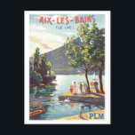 Carte Postale Poster Vintage voyage pour Aix-les-Bains, France,<br><div class="desc">Cette carte postale est une reproduction d'une affiche de voyage PLM vintage faisant la publicité d'Aix-les-Bains en France.</div>