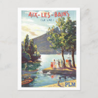 Poster Vintage voyage pour Aix-les-Bains, France,