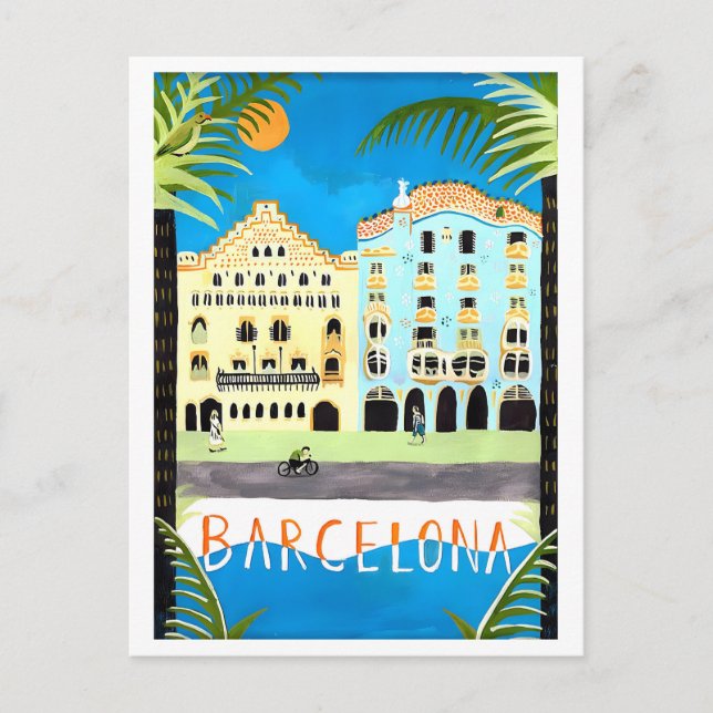 Carte Postale Poster Vintage voyage pour Barcelone, Espagne, (Devant)