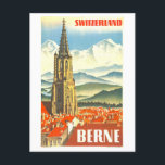 Carte Postale Poster Vintage voyage pour Berne, Suisse,<br><div class="desc">Cette carte postale est une reproduction d'une affiche de voyage vintage faisant la publicité de Berne,  Suisse.</div>