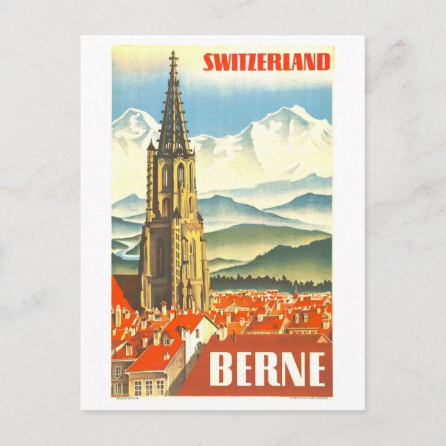 Carte Postale Poster Vintage voyage pour Berne, Suisse, (Devant)