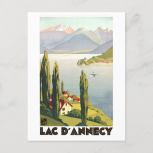 Carte Postale Poster Vintage voyage pour le lac d'Annecy en Fran