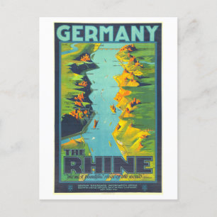 Carte Postale Poster Vintage voyage pour le Rhin en Allemagne