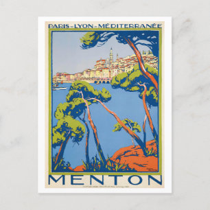 Carte Postale Poster Vintage voyage pour Menton, France,