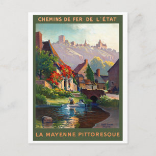 Carte Postale Poster Vintage voyage restauré de France Mayenne