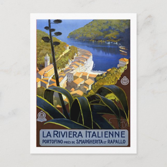 Carte Postale Poster Vintage voyage, Riviera italienne (Devant)