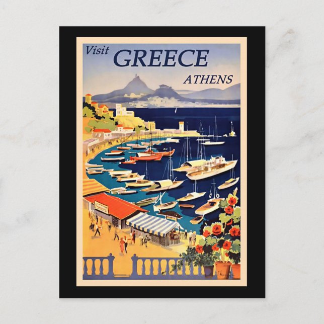 Carte Postale Poster Vintage voyage, Visit Greece, (Devant)
