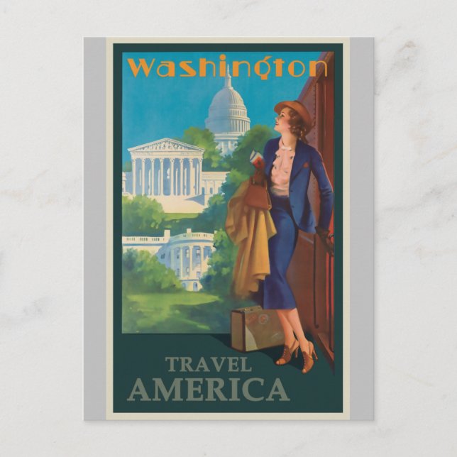 Carte Postale Poster Vintage voyage Washington DC Capitol (Devant)
