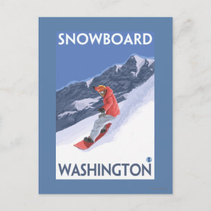 Carte Postale Poster Vintage voyage Washington Snowboard