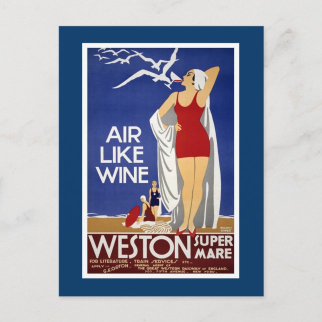 Carte Postale Poster Vintage voyage Weston-Super-Mare (Devant)
