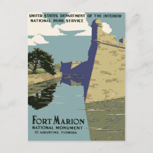 Carte Postale Poster Vintage voyage WPA Fort Marion Floride