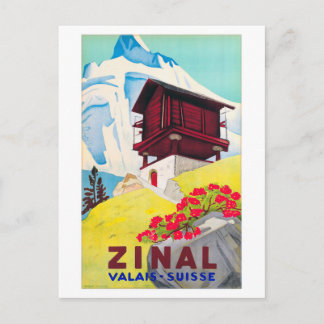 Carte Postale Poster vintage Zinal Suisse restauré