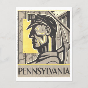 Carte Postale Poster WPA vintage : Pennsylvania Coal Miner