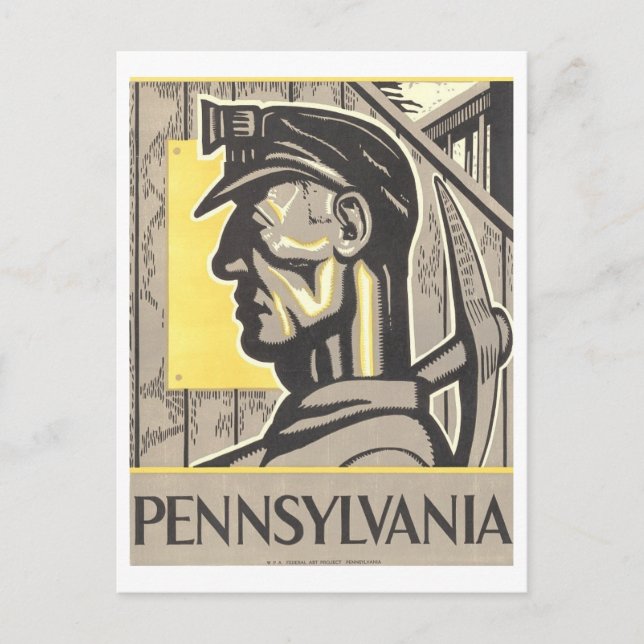 Carte Postale Poster WPA vintage : Pennsylvania Coal Miner (Devant)
