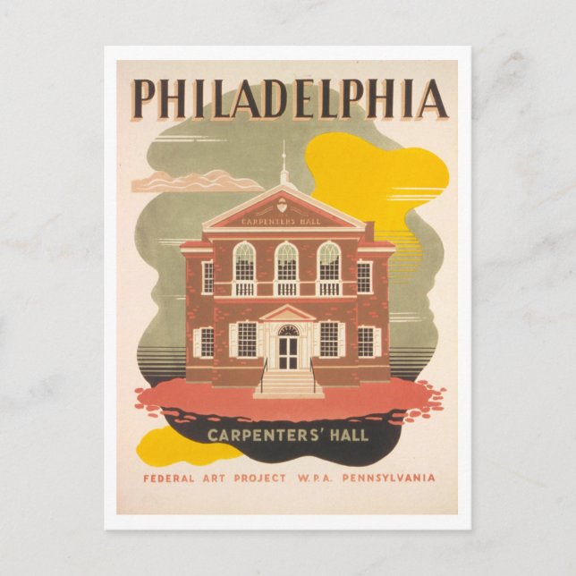 Carte Postale Poster WPA vintage Philadelphia Carpenters Hall (Devant)