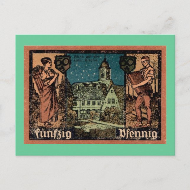 Carte Postale Poster WW1German 50 Pfennig Note Postcard (Devant)