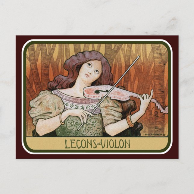 Carte Postale Postercard : Leçons de violon par Paul Berthon (Devant)