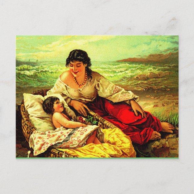 Carte Postale Postez des souvenirs balnéaires de mère & enfant! (Devant)