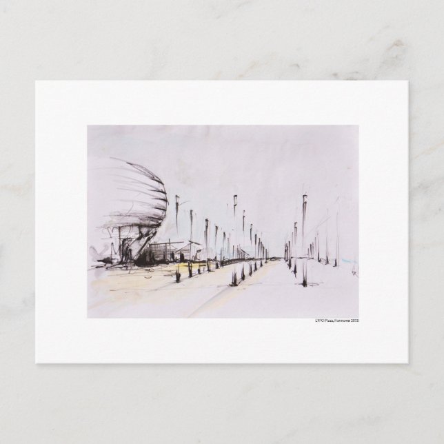 Carte Postale Postkarte Zeichnung Bleistift Hannover Landschaft (Devant)