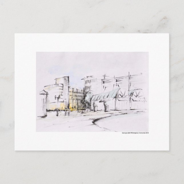 Carte Postale Postkarte Zeichnung Bleistift Hannover Landschaft (Devant)