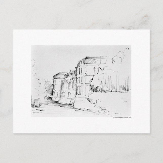 Carte Postale Postkarte Zeichnung Bleistift Hannover Landschaft (Devant)