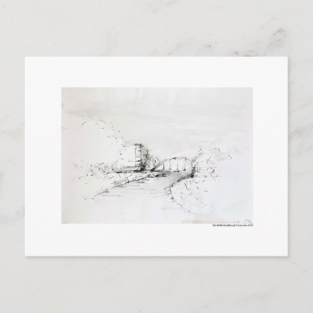 Carte Postale Postkarte Zeichnung Bleistift Hannover Landschaft (Devant)