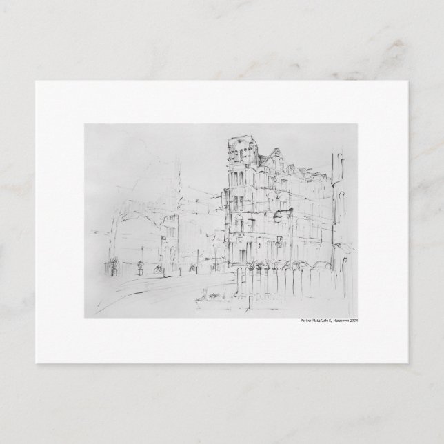 Carte Postale Postkarte Zeichnung Bleistift Hannover Landschaft (Devant)