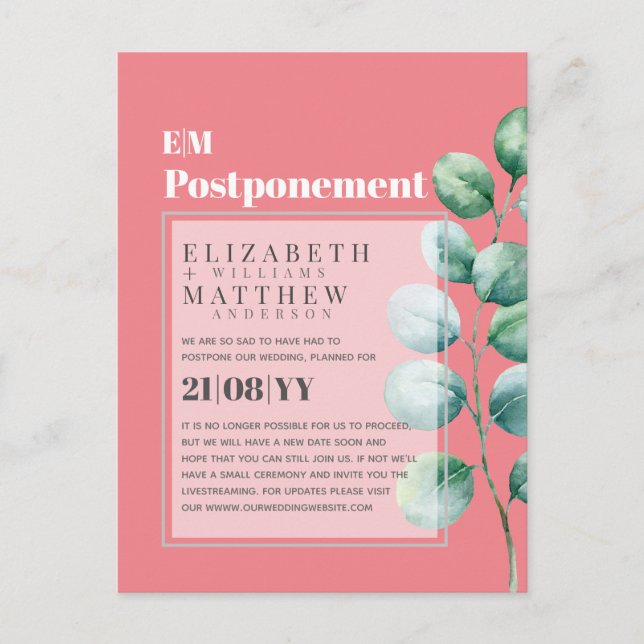 Carte Postale Postponement Eucalyptus Greenery Change of Plans (Devant)