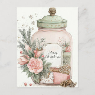 Carte Postale Pot à cookies de Noël pastel festif et élégant