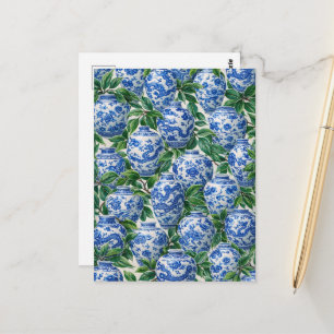 Carte Postale Pot à gingembre en porcelaine chinoise bleue