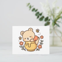 Pot de miel avec un ours mignon endormi Design Kaw