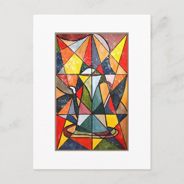 Carte Postale Pot De Thé En Verre Tiré Oeuvre Acrylique (Devant)