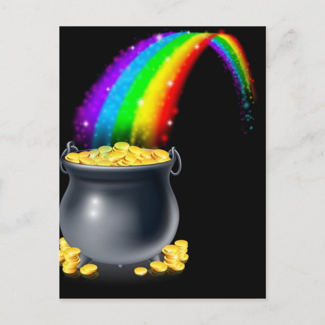 Carte Postale Pot d'or et arc-en-ciel (Devant)